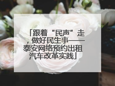 跟着“民声”走，做好民生事——泰安网络预约出租汽车改革实践