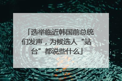 选举临近韩国前总统们发声，为候选人“站台”都说些什么