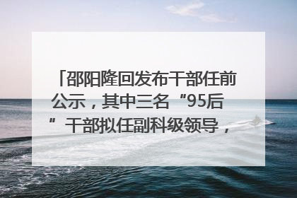 邵阳隆回发布干部任前公示，其中三名“95后”干部拟任副科级领导，均系硕士选调生