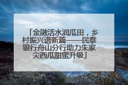 金融活水润瓜田，乡村振兴谱新篇——民泰银行舟山分行助力朱家尖西瓜甜蜜升级