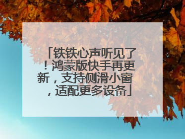 铁铁心声听见了！鸿蒙版快手再更新，支持侧滑小窗，适配更多设备