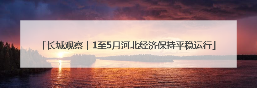长城观察丨1至5月河北经济保持平稳运行