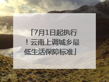 7月1日起执行！云南上调城乡最低生活保障标准